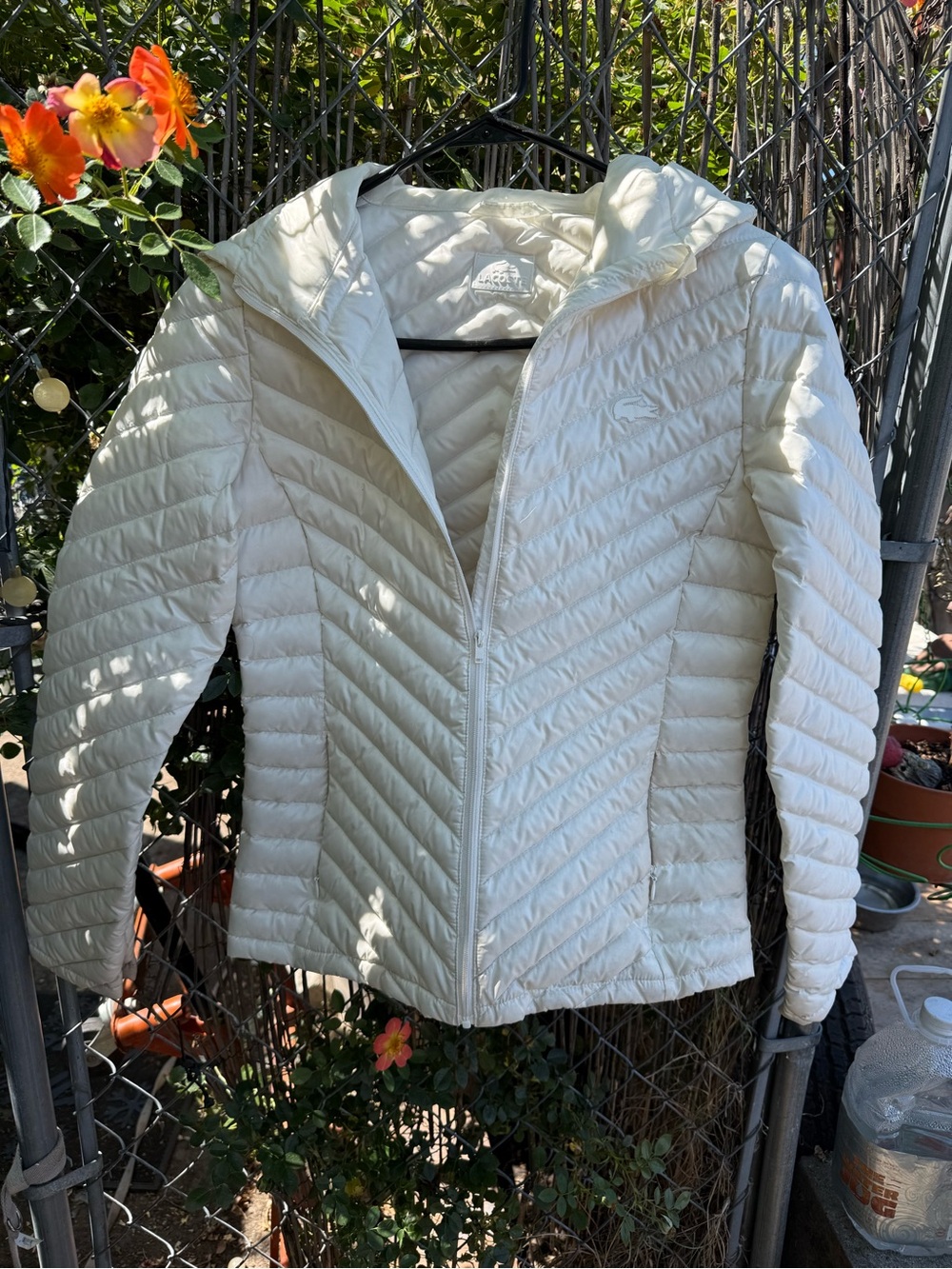 AUTHENTIC LACOSTE puffer white jacket $325 XS  32 designer